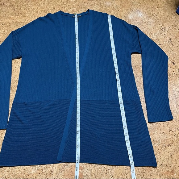 Eileen Fisher Ribbed Tencel Teal Open Cardigan Sweater Sz Petite Medium - Picture 8 of 11